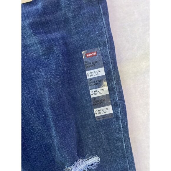 Levis Levi 721 High rise Skinny Jeans Size 30 x 30 Women New Distressed Skinny - Picture 7 of 16